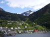 Norway with fjords, mountains, buildings