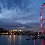 London Eye and Thames River at night
